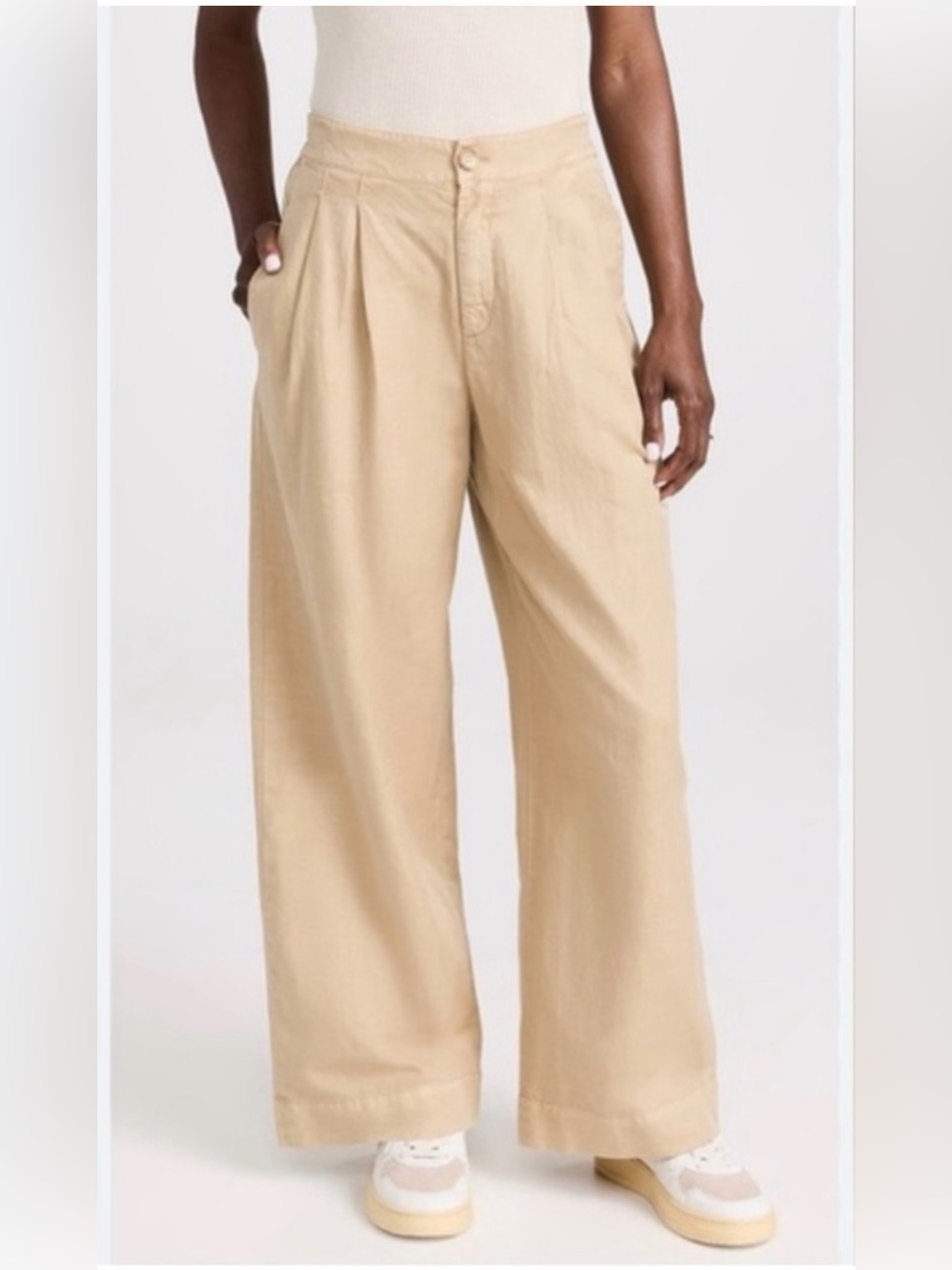 Vestique Millibon USA Pleated Wide Leg Pants in Oatmeal Color NWT